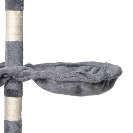 Purlov Kattenkrabpaal - 118 cm - Grijs - Met Huisje en Ladder