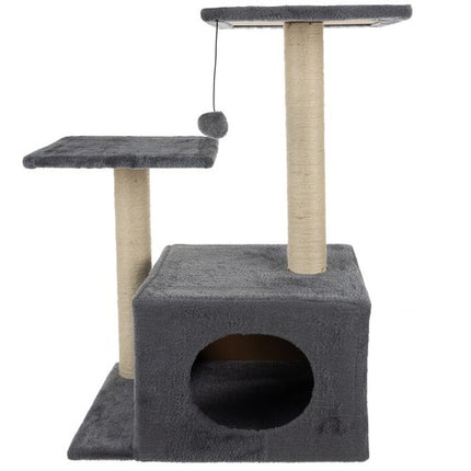 Purlov Kattenkrabpaal - 4 Niveaus - 71 cm - Grijs - Met Huisje