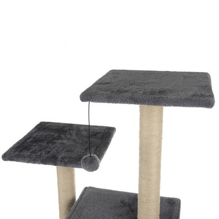 Purlov Kattenkrabpaal - 4 Niveaus - 71 cm - Grijs - Met Huisje