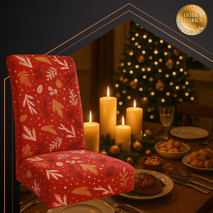 Ruhhy Kerst Stoelhoezen - 6 Stuks - Elastisch - Rood
