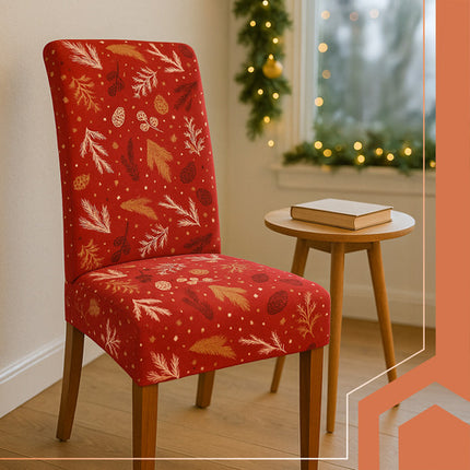 Ruhhy Kerst Stoelhoezen - 6 Stuks - Elastisch - Rood