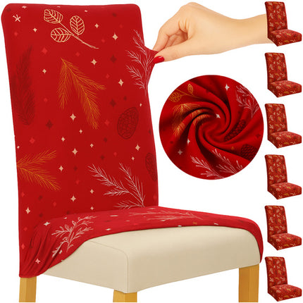 Ruhhy Kerst Stoelhoezen - 6 Stuks - Elastisch - Rood