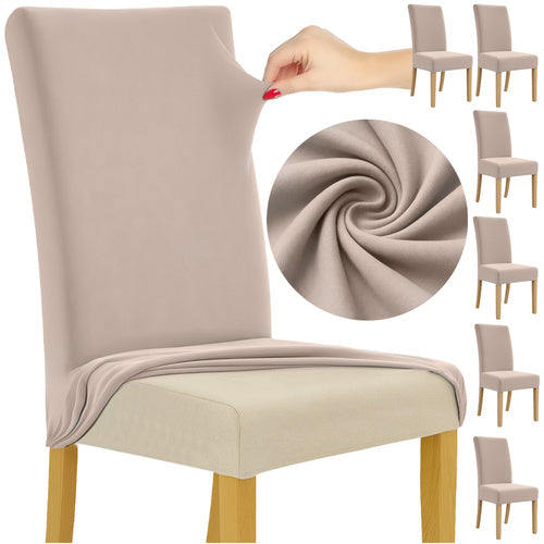 Ruhhy Stoelhoezen - Set van 6 - Beige - Universeel - Elastisch
