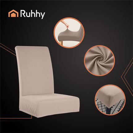 Ruhhy Stoelhoezen - Set van 6 - Beige - Universeel - Elastisch