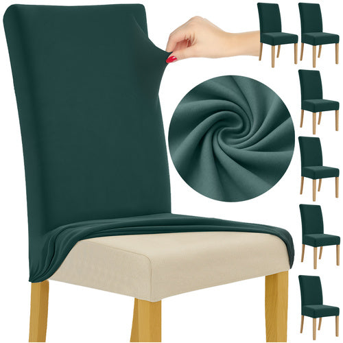Ruhhy Stoelhoezen - Set van 6 - Flesgroen - Universeel - Elastisch