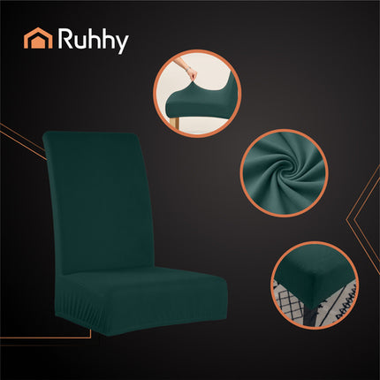 Ruhhy Stoelhoezen - Set van 6 - Flesgroen - Universeel - Elastisch