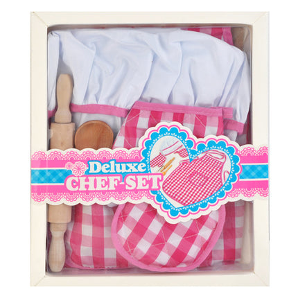 Iso Trade Kinder Kokset - 7-Delig - Schort, Koksmuts & Accessoires - Roze
