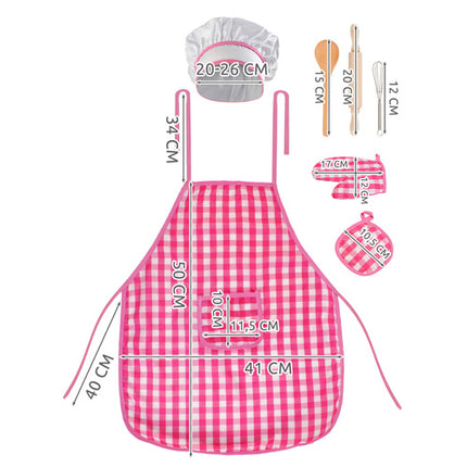 Iso Trade Kinder Kokset - 7-Delig - Schort, Koksmuts & Accessoires - Roze