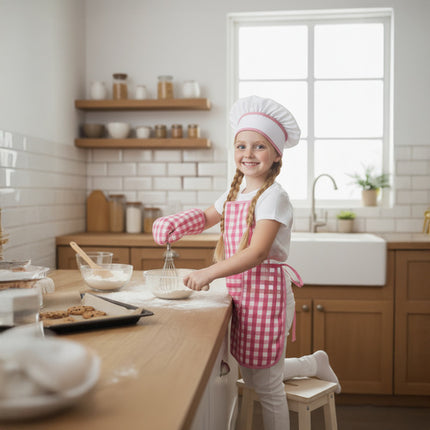 Iso Trade Kinder Kokset - 7-Delig - Schort, Koksmuts & Accessoires - Roze