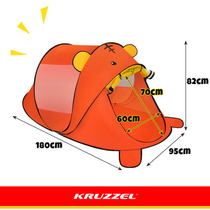 Kruzzel Strandtent voor Kinderen - Beer Design - 180 x 95 x 82 cm - Zelfopvouwbaar
