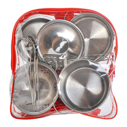 Iso Trade Metalen Kookset voor Kinderen - 13-delig - Inclusief Rugzak