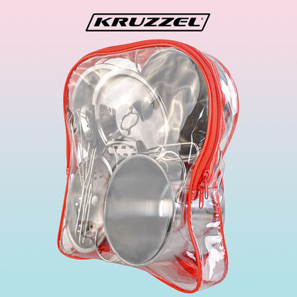 Iso Trade Metalen Kookset voor Kinderen - 13-delig - Inclusief Rugzak