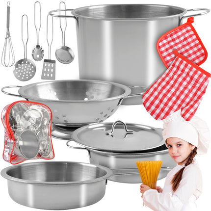 Iso Trade Metalen Kookset voor Kinderen - 13-delig - Inclusief Rugzak