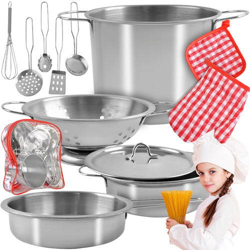 Iso Trade Metalen Kookset voor Kinderen - 13-delig - Inclusief Rugzak