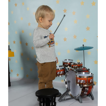 Kruzzel XL Kinder Drumstel - 5-delig - Inclusief Kruk en Bekken