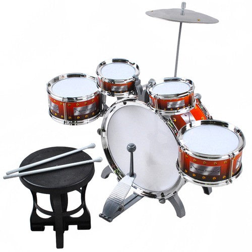 Kruzzel XL Kinder Drumstel - 5-delig - Inclusief Kruk en Bekken