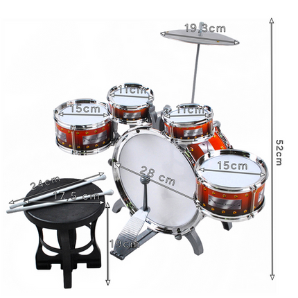 Kruzzel XL Kinder Drumstel - 5-delig - Inclusief Kruk en Bekken