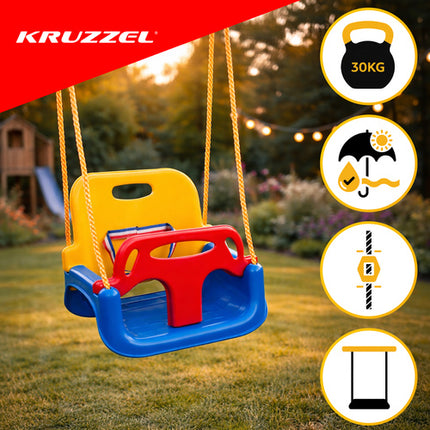Kruzzel 3-in-1 Kinderschommel - Verstelbaar - Max. 30 kg - Blauw/Groen