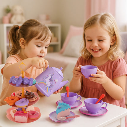 Iso Trade Kinder Theeset in Koffer - 40-Delig - Met Gebakjes