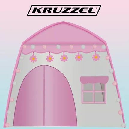 Kruzzel Kindertent Huisje - Roze - 126 x 130 x 90 cm - Inclusief Lichtjes