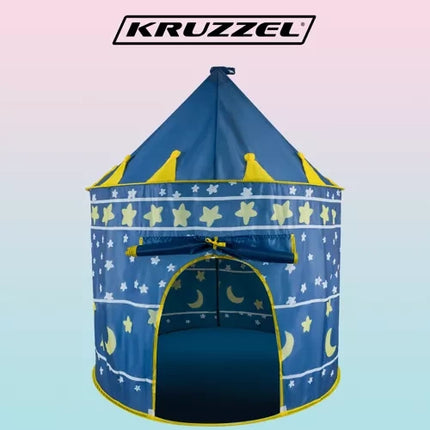 Kruzzel Kindertent Kasteel - Blauw - 135 x 105 cm - Inclusief Opberghoes