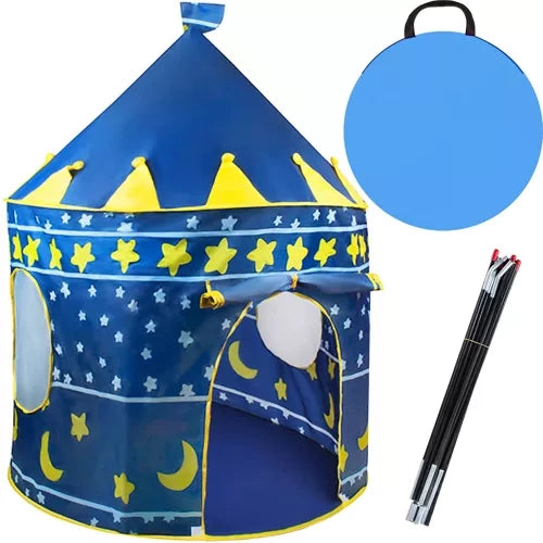 Kruzzel Kindertent Kasteel - Blauw - 135 x 105 cm - Inclusief Opberghoes