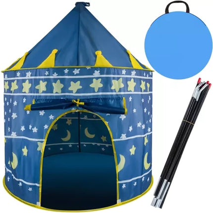 Kruzzel Kindertent Kasteel - Blauw - 135 x 105 cm - Inclusief Opberghoes