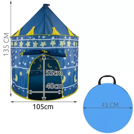 Kruzzel Kindertent Kasteel - Blauw - 135 x 105 cm - Inclusief Opberghoes