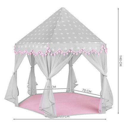 Kruzzel Kindertent - Grijs/Roze - Speeltent met Sterrenmotief