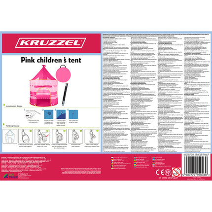 Kruzzel Kindertent Kasteel - Roze - 135 x 105 cm - Inclusief Opberghoes