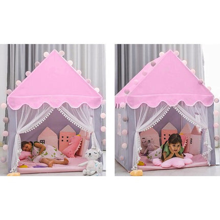 Kruzzel Kindertent Huisje - Roze - 130 x 100 x 120 cm - Inclusief Lichtjes