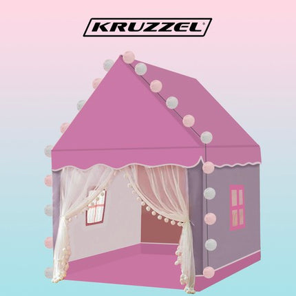 Kruzzel Kindertent Huisje - Roze - 130 x 100 x 120 cm - Inclusief Lichtjes