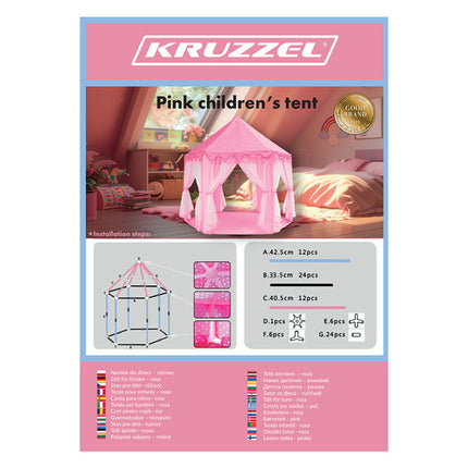 Kruzzel Kindertent Paleis - Roze - 135 x 140 cm - Speeltent voor Kinderen