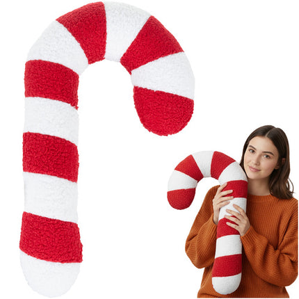 Ruhhy Kerstdecoratie - Candy Cane Kussen - 42 x 25 cm - Zacht - Rood/Wit