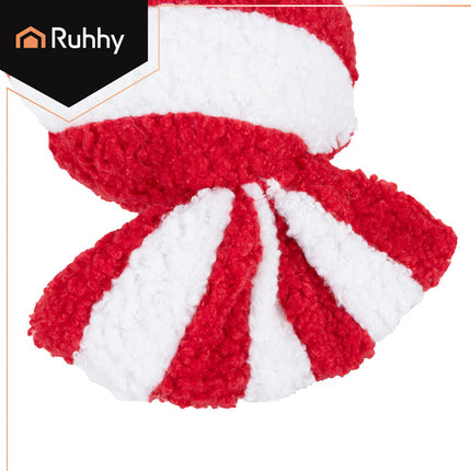 Ruhhy Kerstdecoratie - Candy Kussen - 30 x 15 cm - Zacht - Rood/Wit
