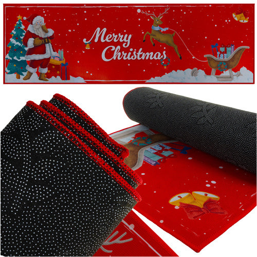 Ruhhy Kerstloper - 160 x 50 cm - Antislip - Rood - Merry Christmas