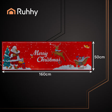 Ruhhy Kerstloper - 160 x 50 cm - Antislip - Rood - Merry Christmas