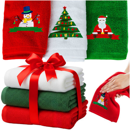 Ruhhy Kersthanddoeken Set - 3 Stuks - 40 x 30 cm - Katoen - Rood/Groen/Wit