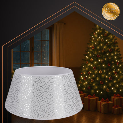 Ruhhy Kerstboomrok - 60 cm - Wit met Zilveren Pailletten - Kerstboomhouder Cover
