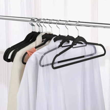 Ruhhy Fluwelen Kledinghangers - 20 Stuks - Anti-slip - Zwart