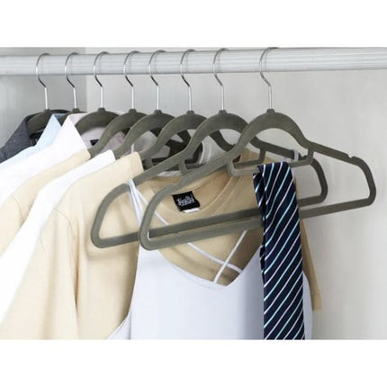 Ruhhy Fluwelen Kledinghangers - 20 Stuks - Anti-slip - Grijs