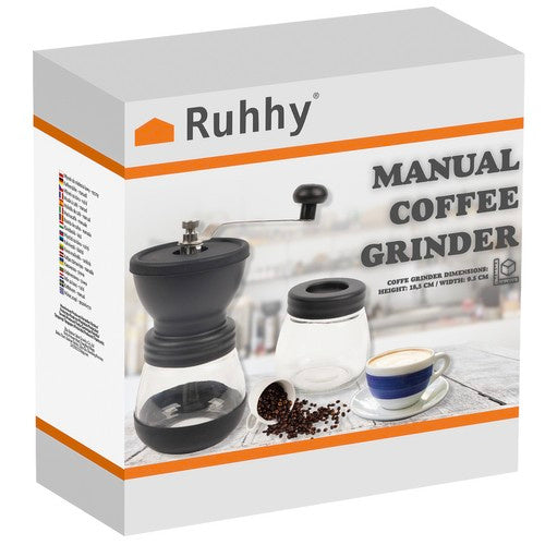 Ruhhy 24343 Handmatige Koffiemolen - 120g - Glas/Zwart