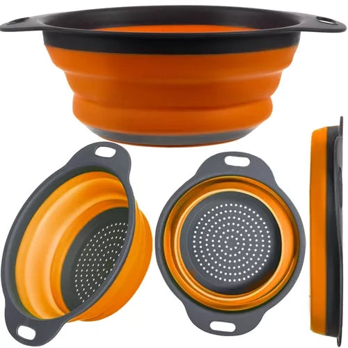 Ruhhy 23253 Opvouwbaar Vergiet - 19 cm - Ruimtebesparend - Grijs/Oranje