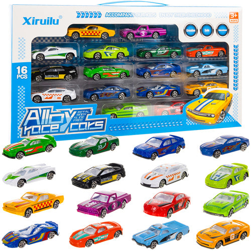 Iso Trade Metalen Auto's - 16-Delige Set - 1:64 - Kleurrijk