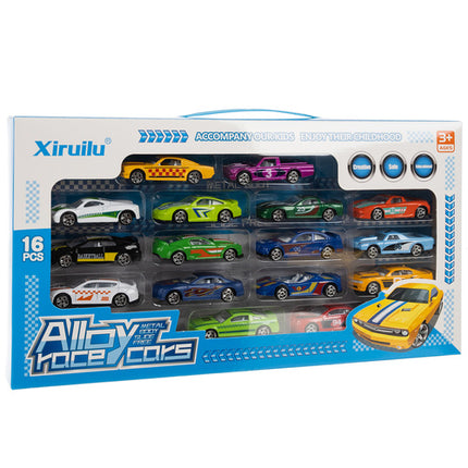 Iso Trade Metalen Auto's - 16-Delige Set - 1:64 - Kleurrijk