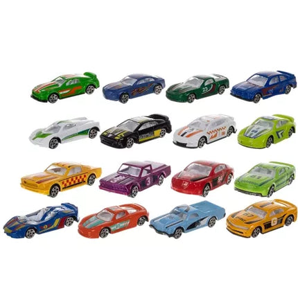 Kruzzel Metalen Speelgoedauto's - 16-delige Set - Schaal 1:64