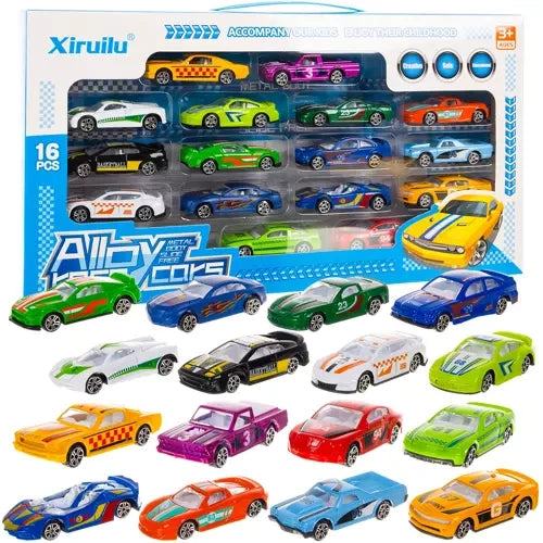 Kruzzel Metalen Speelgoedauto's - 16-delige Set - Schaal 1:64
