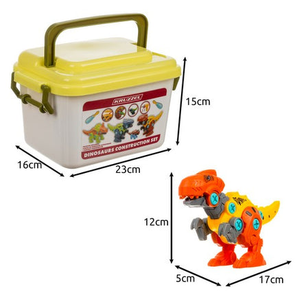 Kruzzel Dinosaurus Bouwset - 4-in-1 Constructiespeelgoed met Schroevendraaier