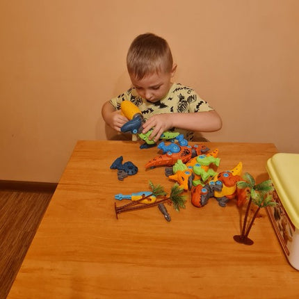 Kruzzel Dinosaurus Bouwset - 4-in-1 Constructiespeelgoed met Schroevendraaier