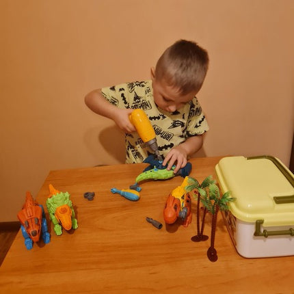 Kruzzel Dinosaurus Bouwset - 4-in-1 Constructiespeelgoed met Schroevendraaier
